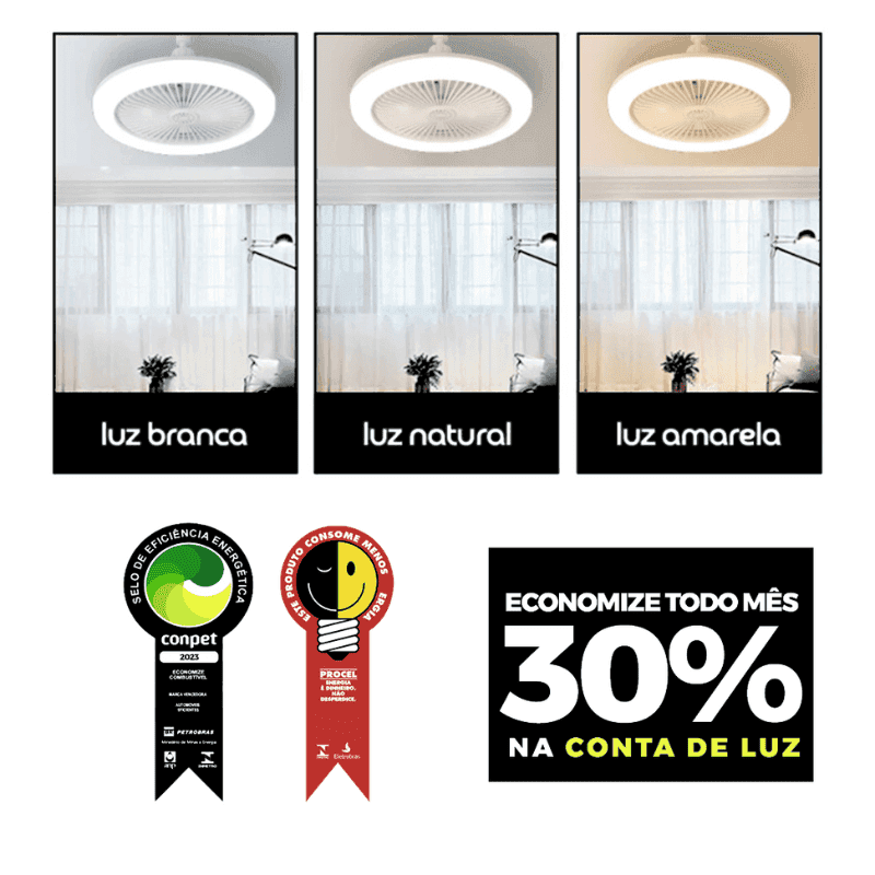 Lumix™ - Luminária Inteligente com Ventilador Embutido